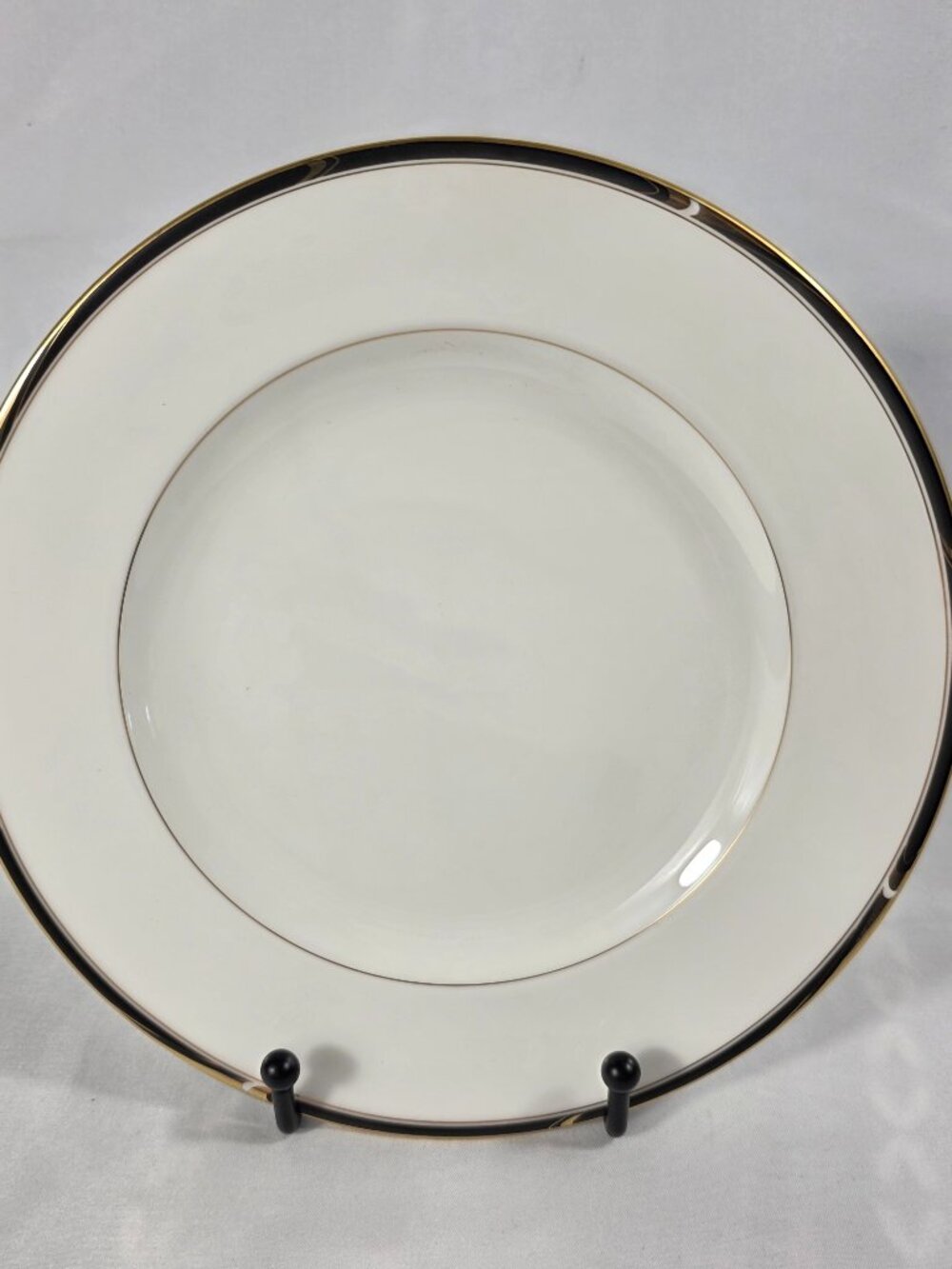 ONE Mikasa Academy Bone China Salad Plate White with Black & Gold Band NEW